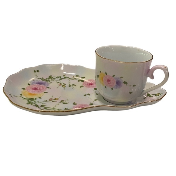 Rose Candy Collection by Lissi Kaplan Porcelain Tea Cup & Snack/Sandwich Plate - Picture 2 of 11